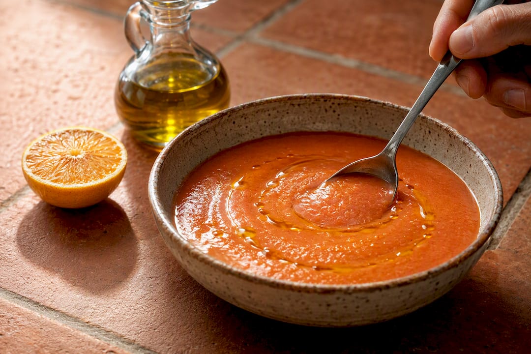 Gazpacho showing oil and acid balance