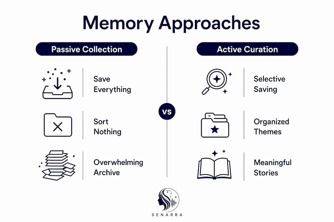 Infographic comparing passive vs active memory curation