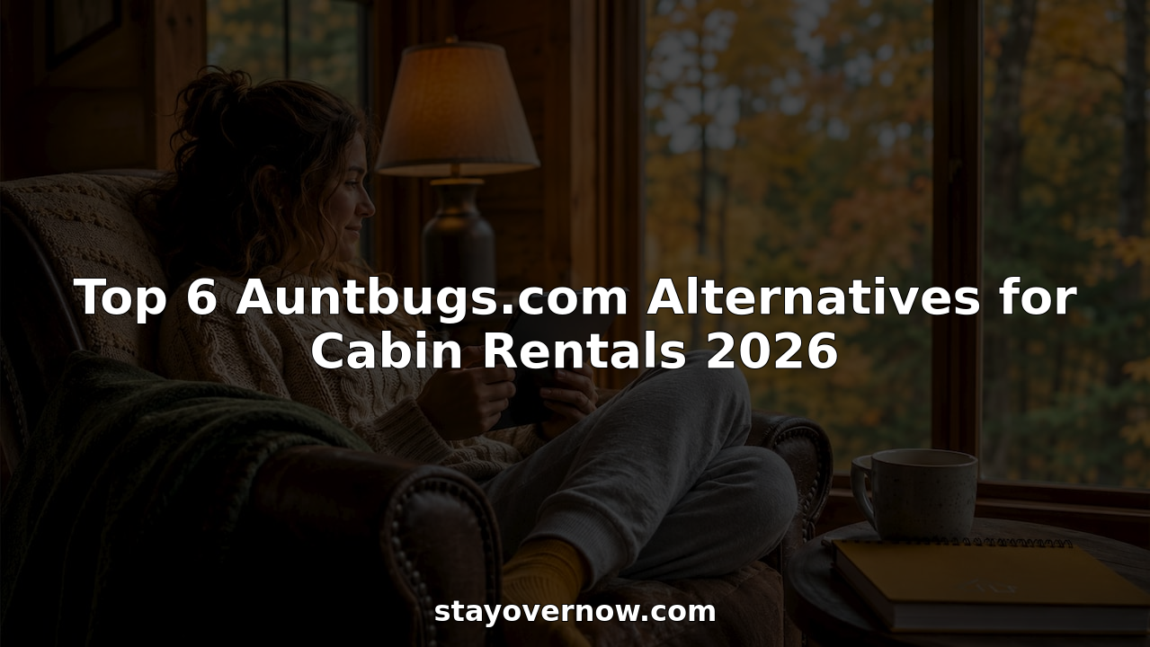 Traveler browsing cabin rentals on a tablet outdoors