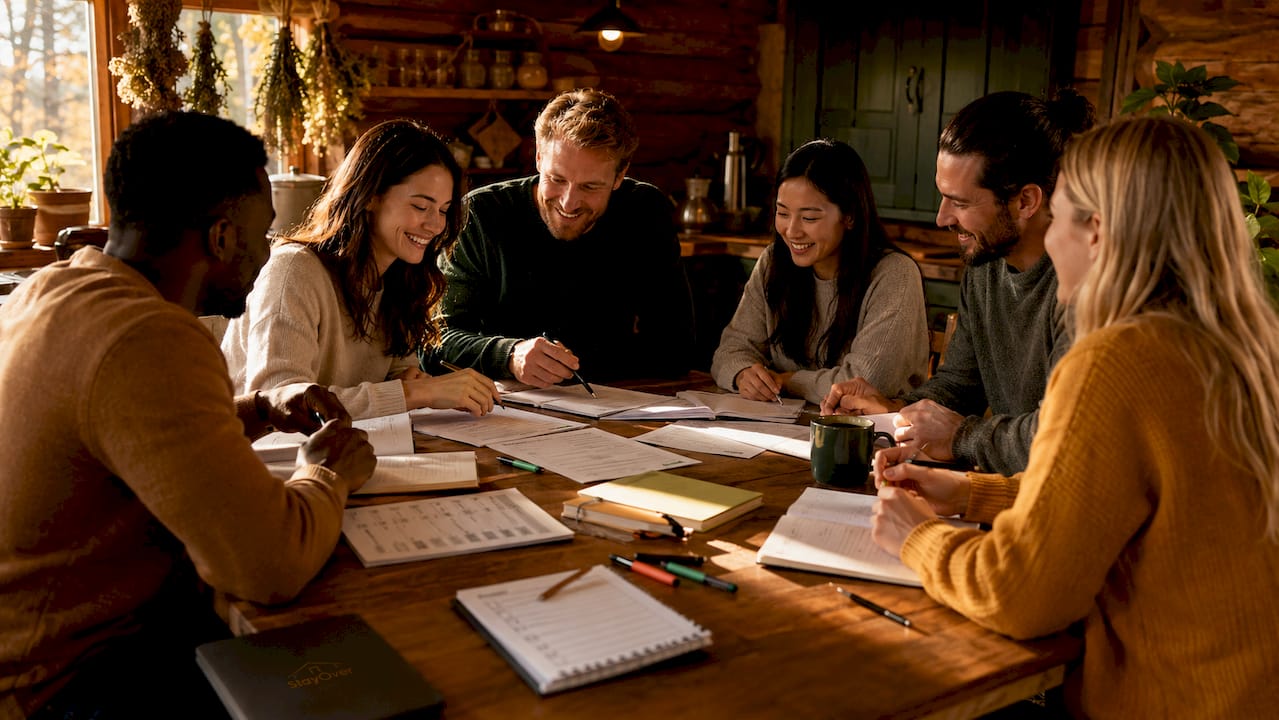 Group planning cabin retreat checklist together