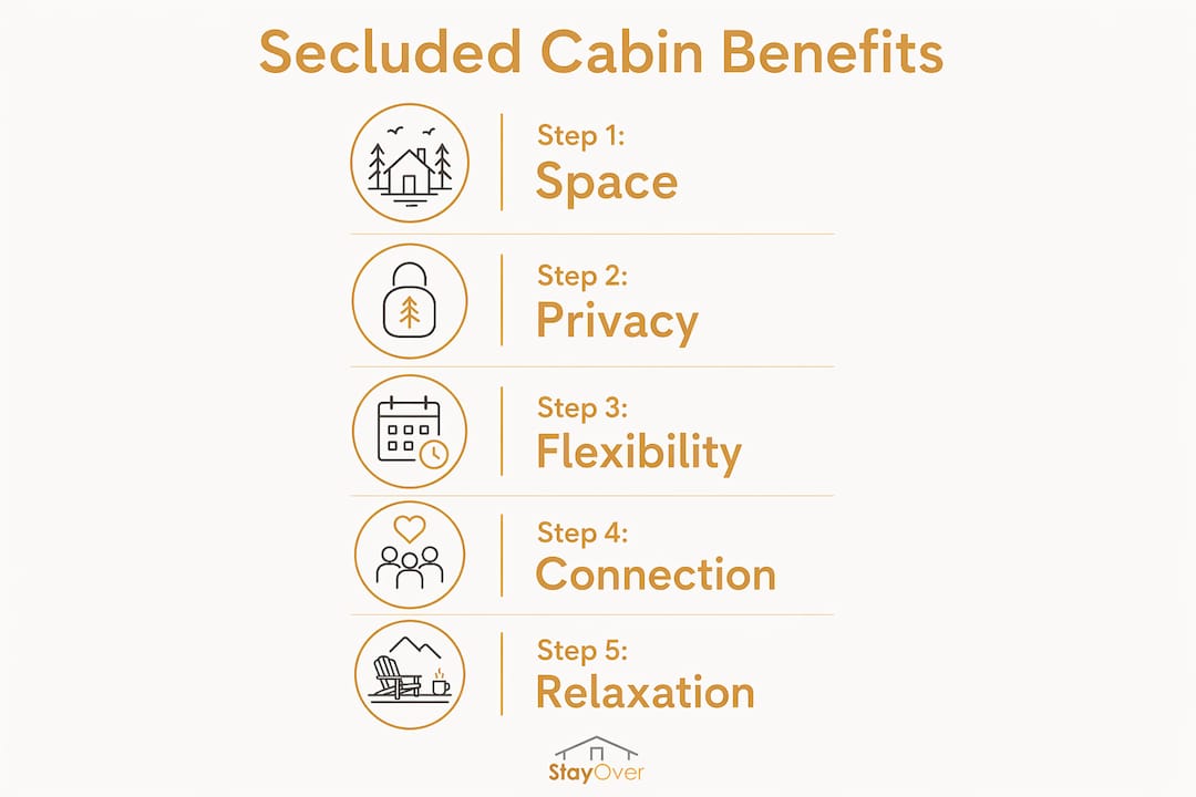 Infographic detailing benefits of secluded family cabins