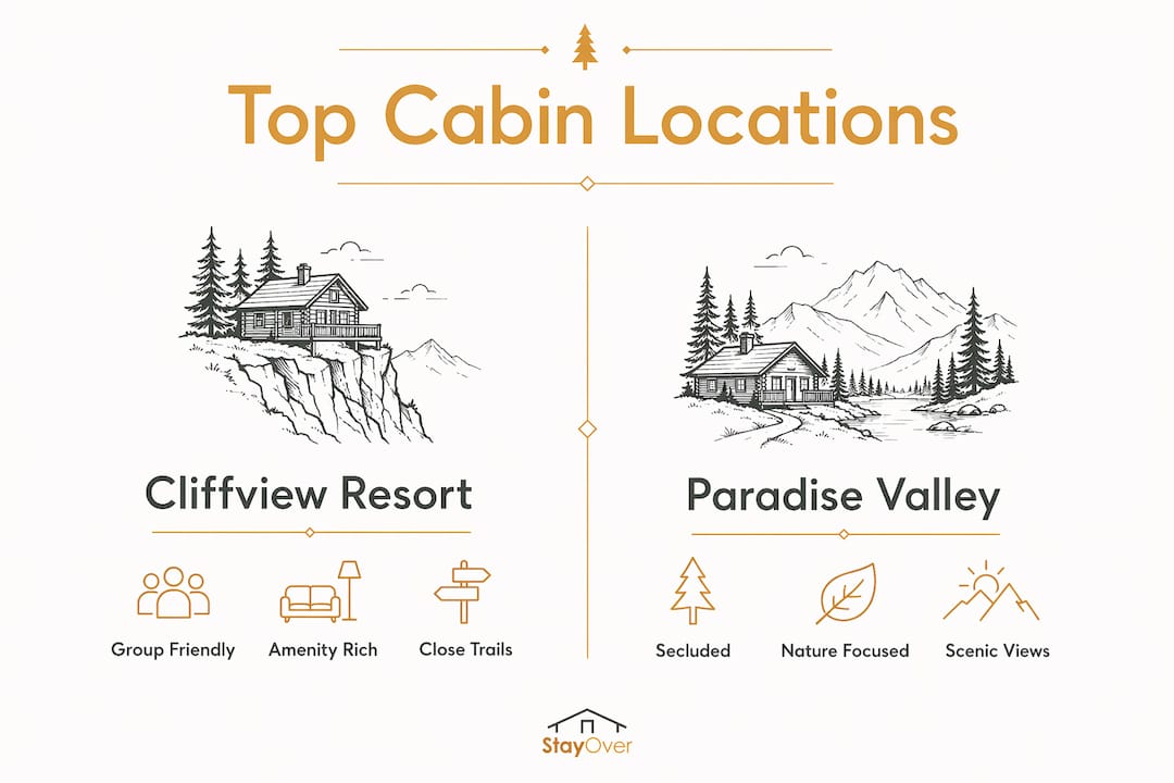 Infographic comparing Red River Gorge cabin locations