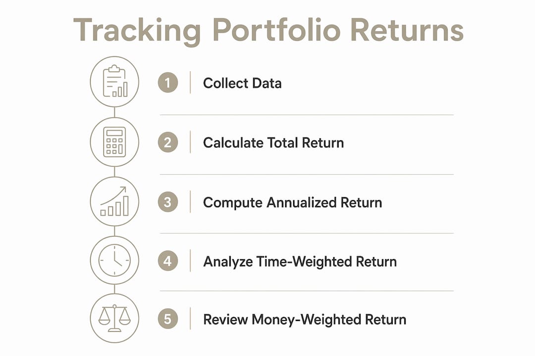 Infographic illustrating portfolio return tracking steps