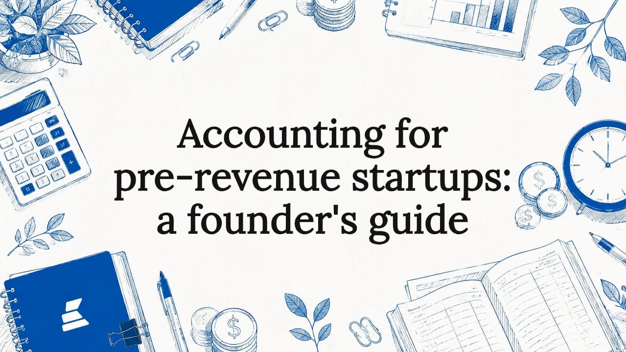Decorative title card illustration for startup accounting