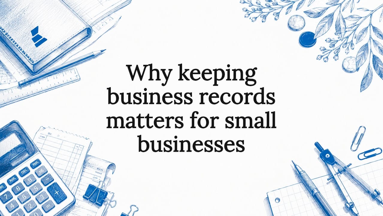 Decorative hand-drawn business recordkeeping illustration
