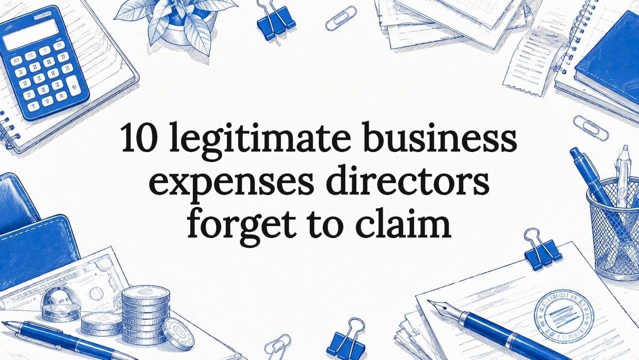 Decorative title card illustration with business expense elements