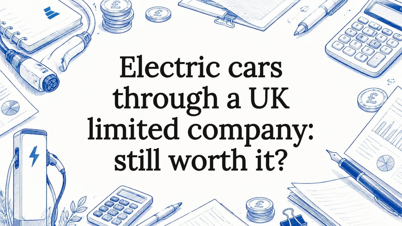Decorative title card illustration with electric car and finance theme