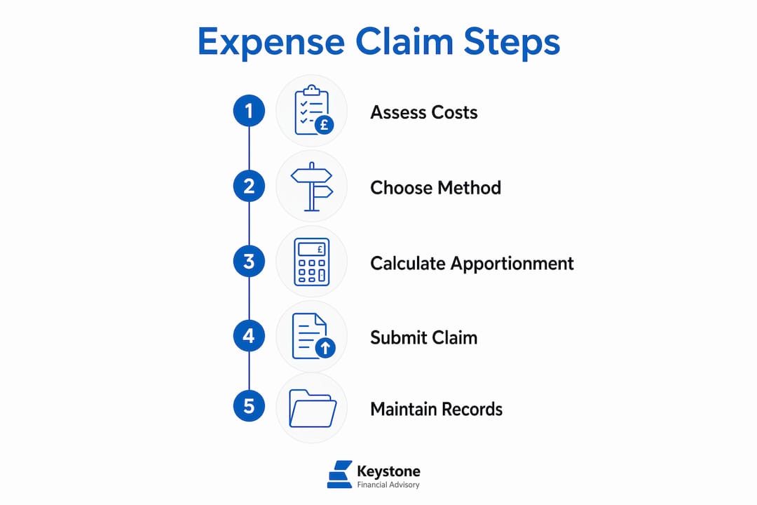 Infographic outlining home office expense claim steps