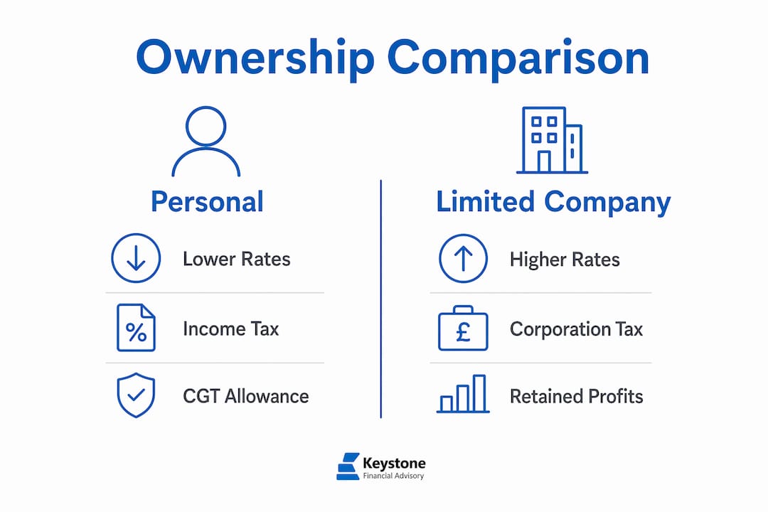 Infographic comparing personal vs limited company ownership