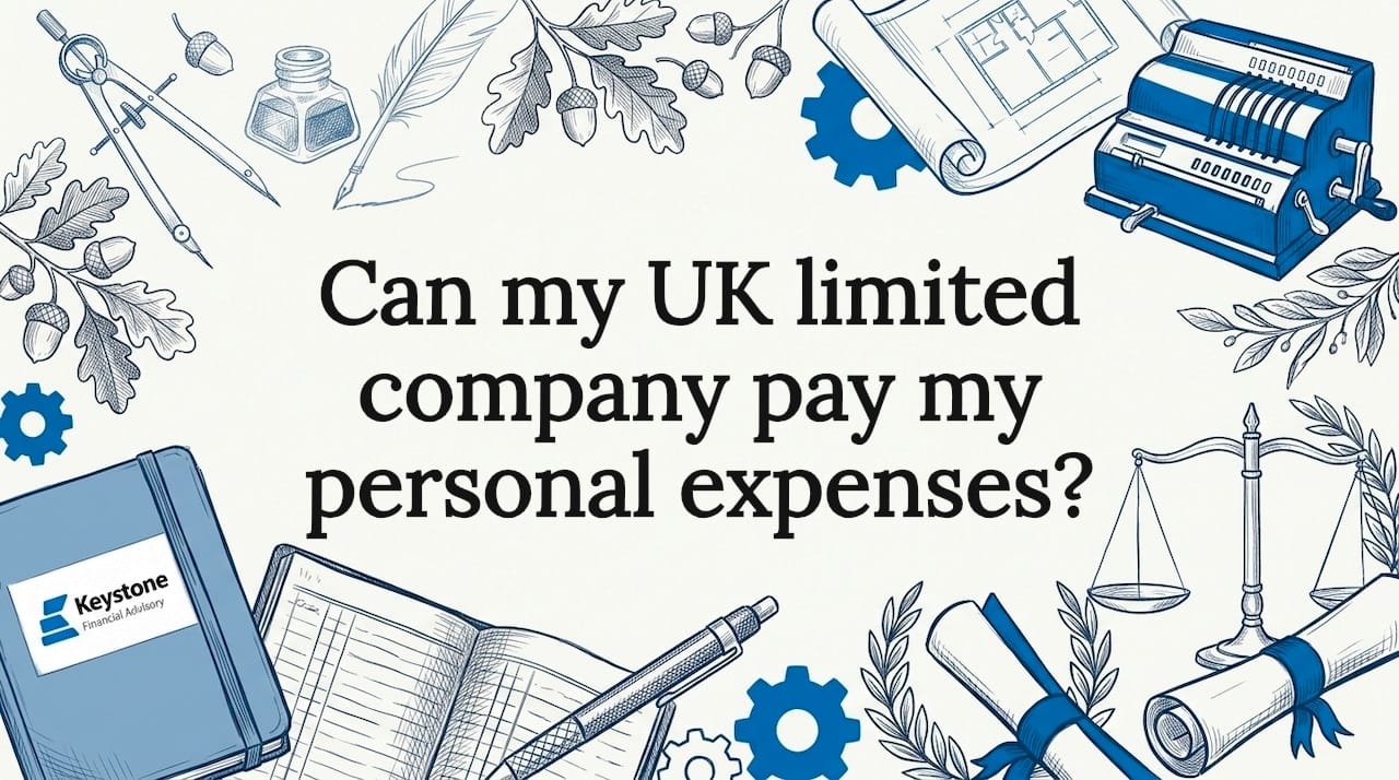 Decorative title card illustration with finance and legal tools