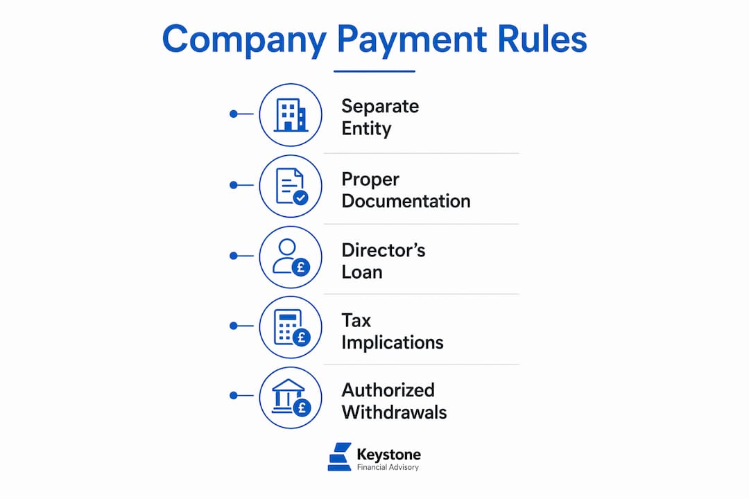 Infographic showing key steps of company personal expense rules