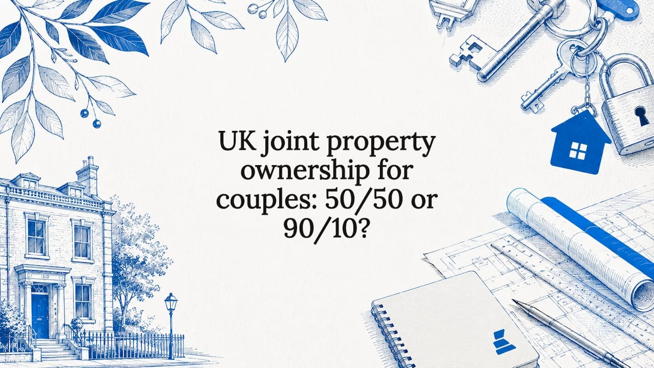 Decorative illustrated title card for UK joint property ownership