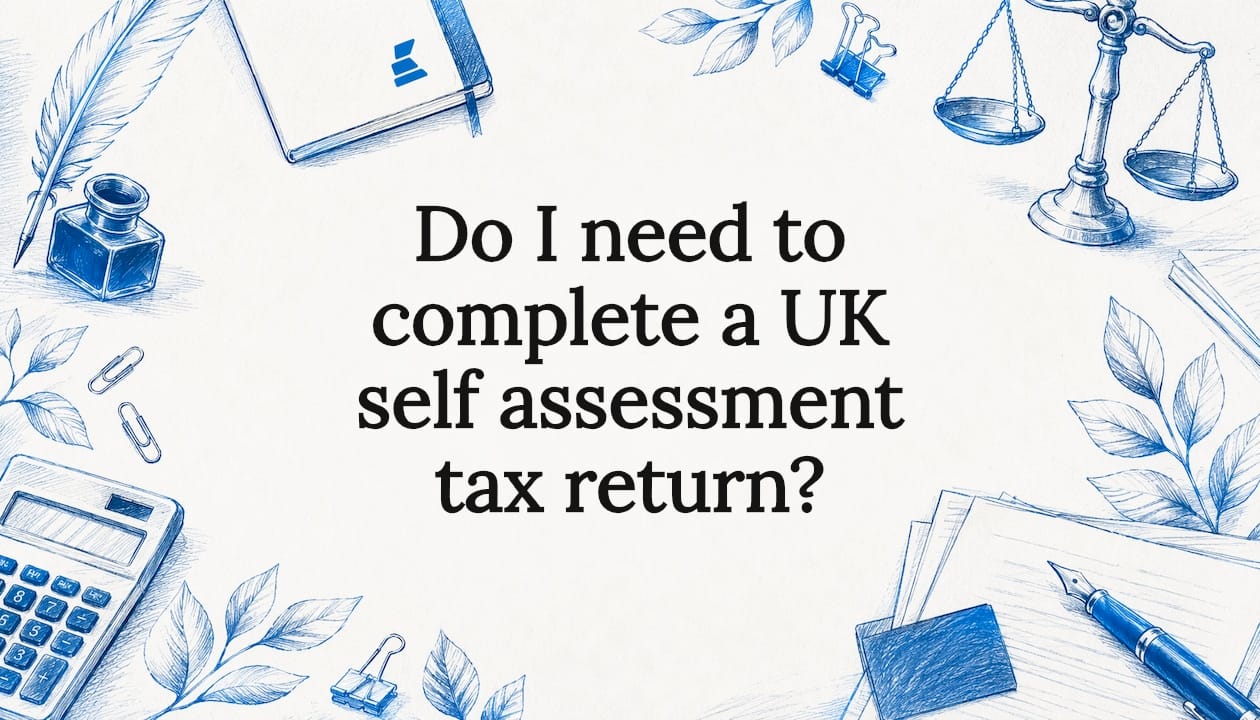 Decorative illustrated title card for UK tax self assessment article