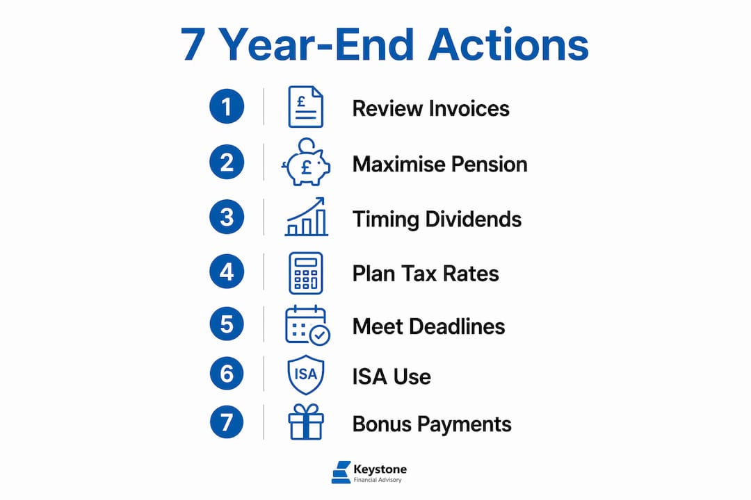 Infographic showing 7 key year-end tax planning actions