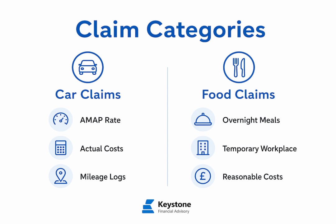 Infographic comparing car and food claim categories for dentists