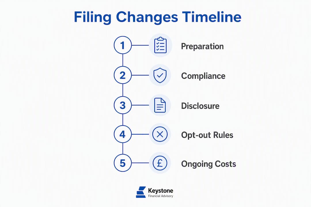 Infographic showing timeline of filing changes and impacts