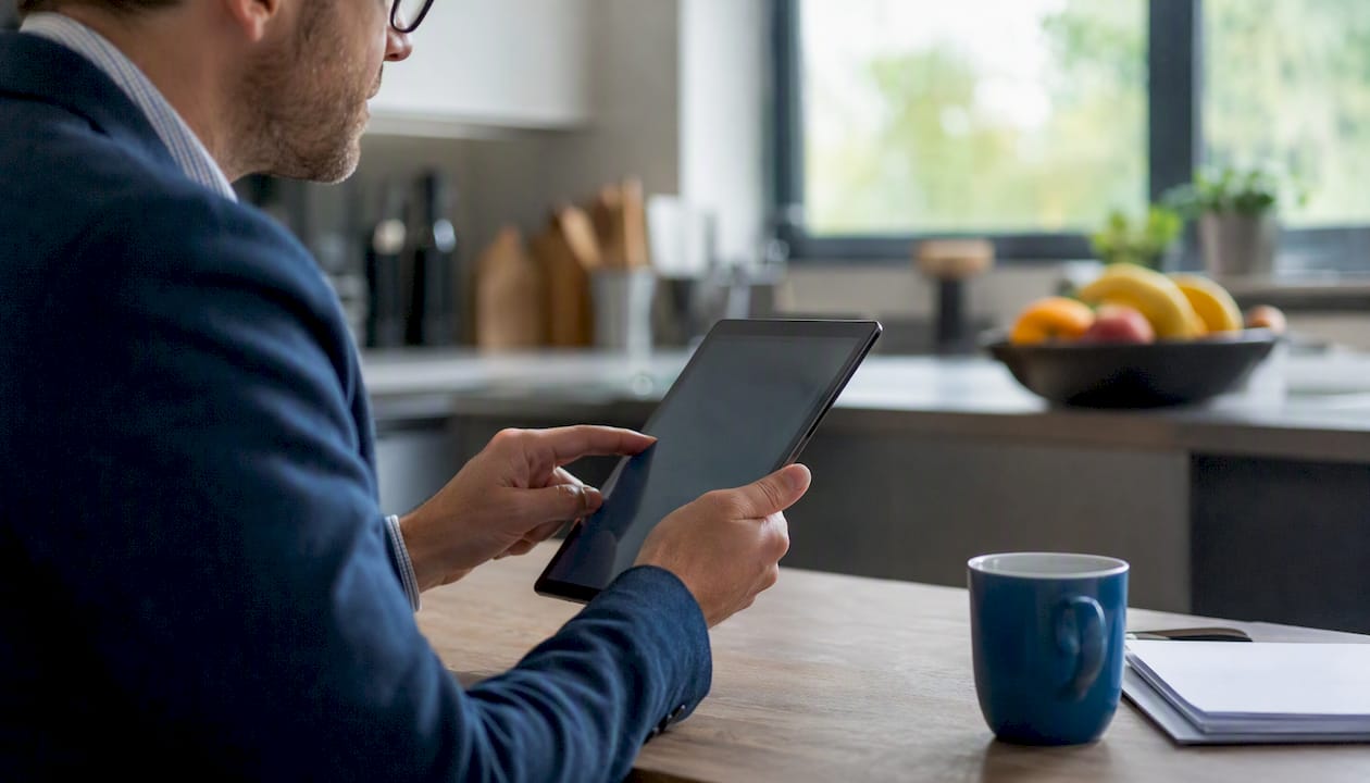 Hands holding smartphone with dark screen