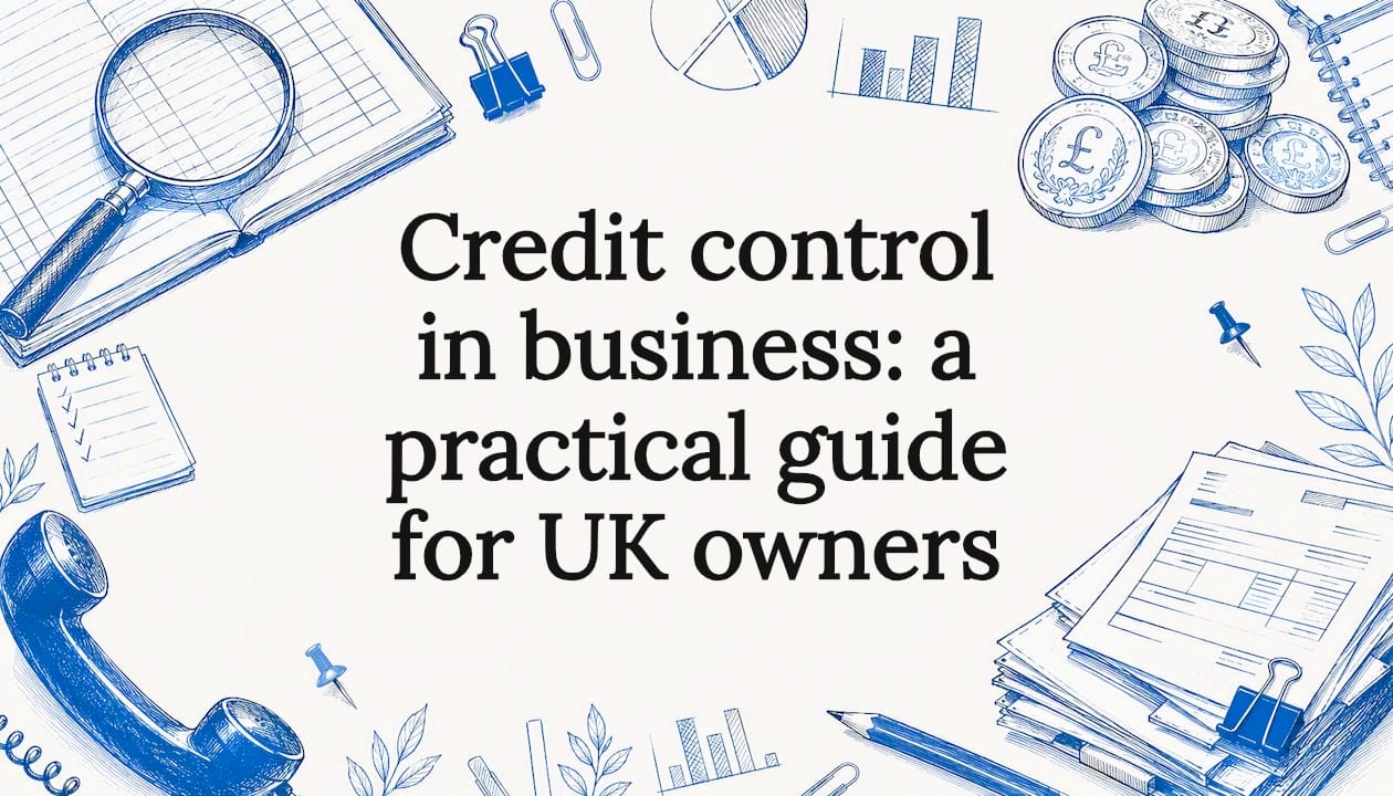 Decorative illustrated title card for credit control article