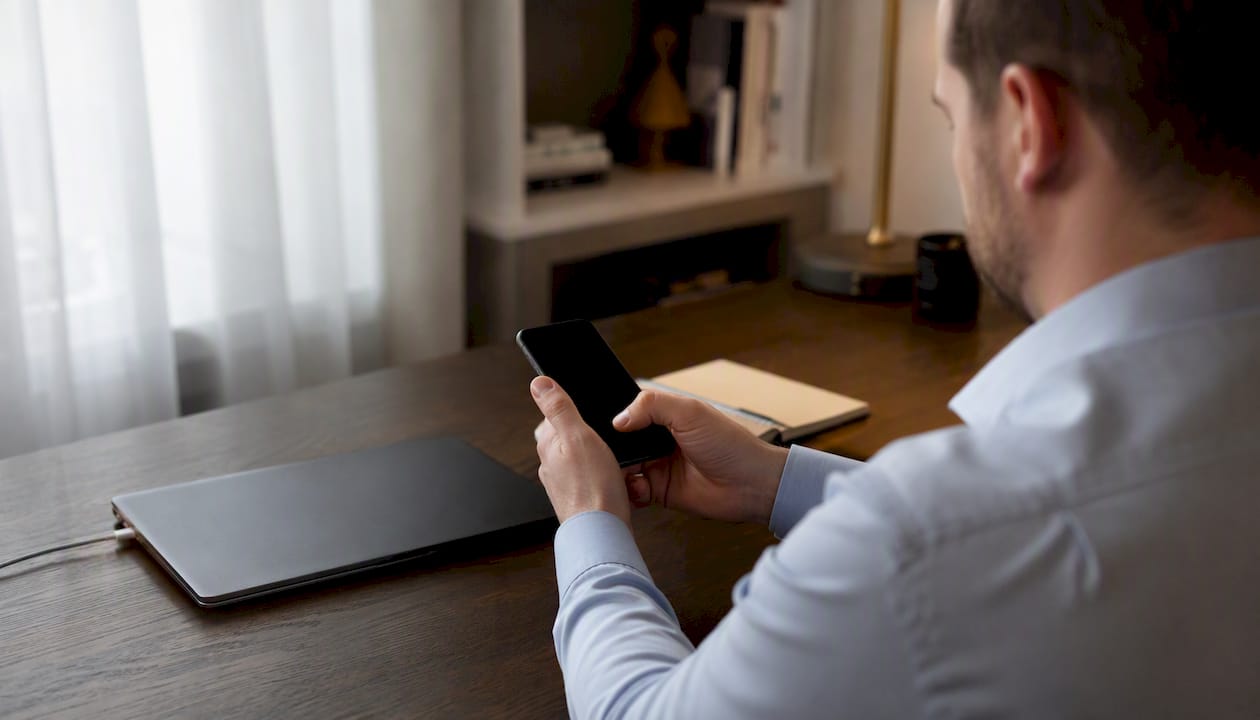 Hands verifying supplier bank details by phone