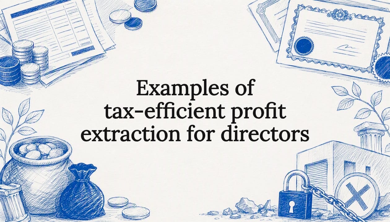 Decorative title card illustration themed on tax-efficient profit extraction