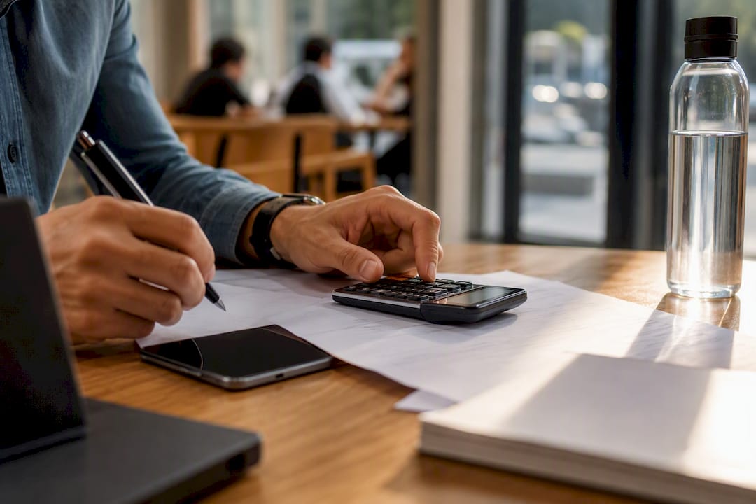 Hands managing finance calculations during M\&A integration