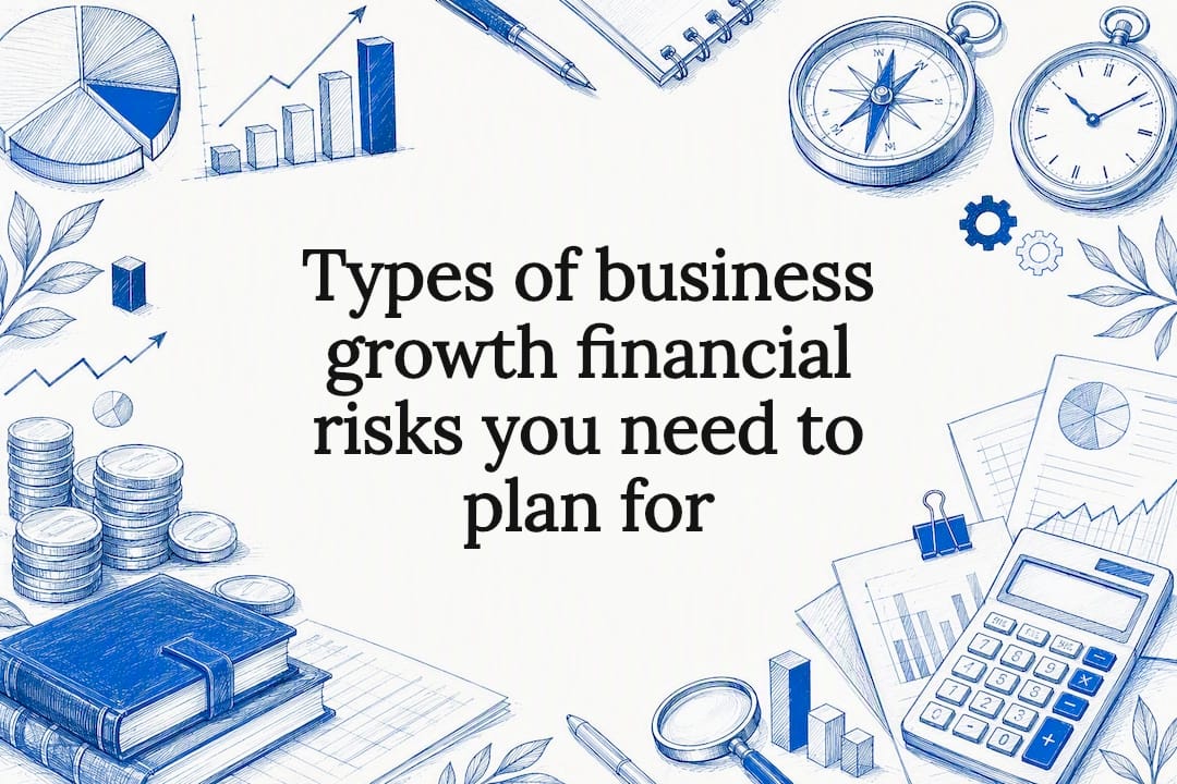 Decorative title card illustration for financial risks in growth