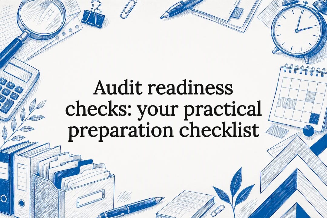 Decorative audit readiness checklist title card illustration