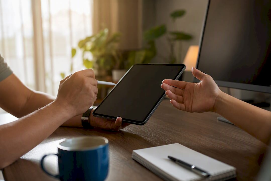 Hands planning 90-day onboarding process