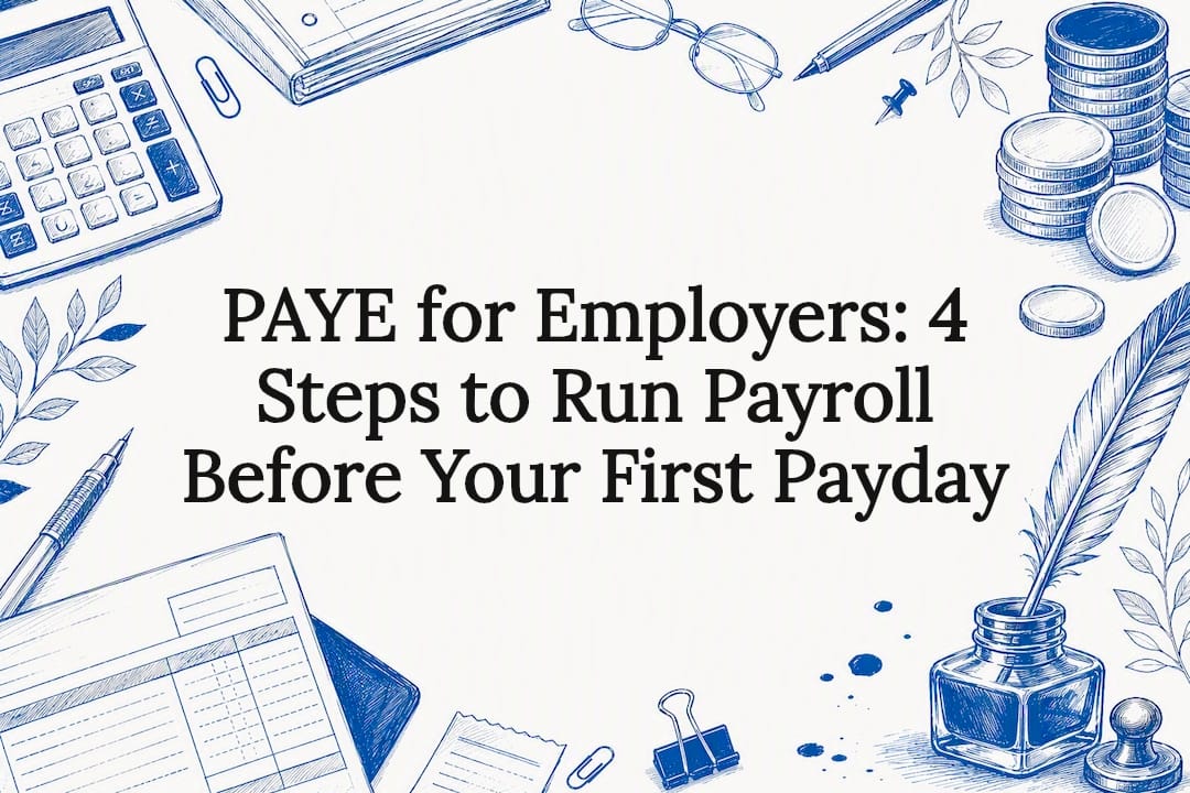 Decorative professional payroll and accounting title card illustration