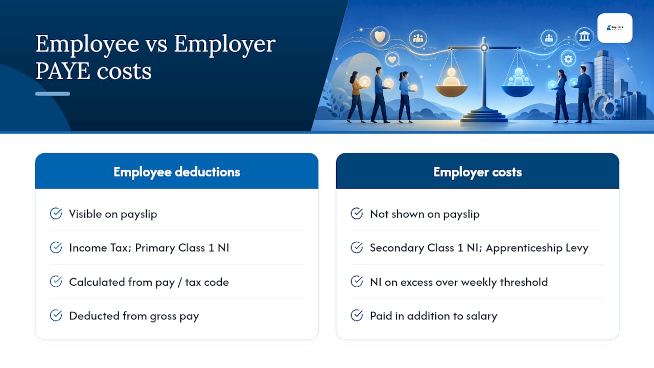 Diagram of employee deductions versus employer payroll costs