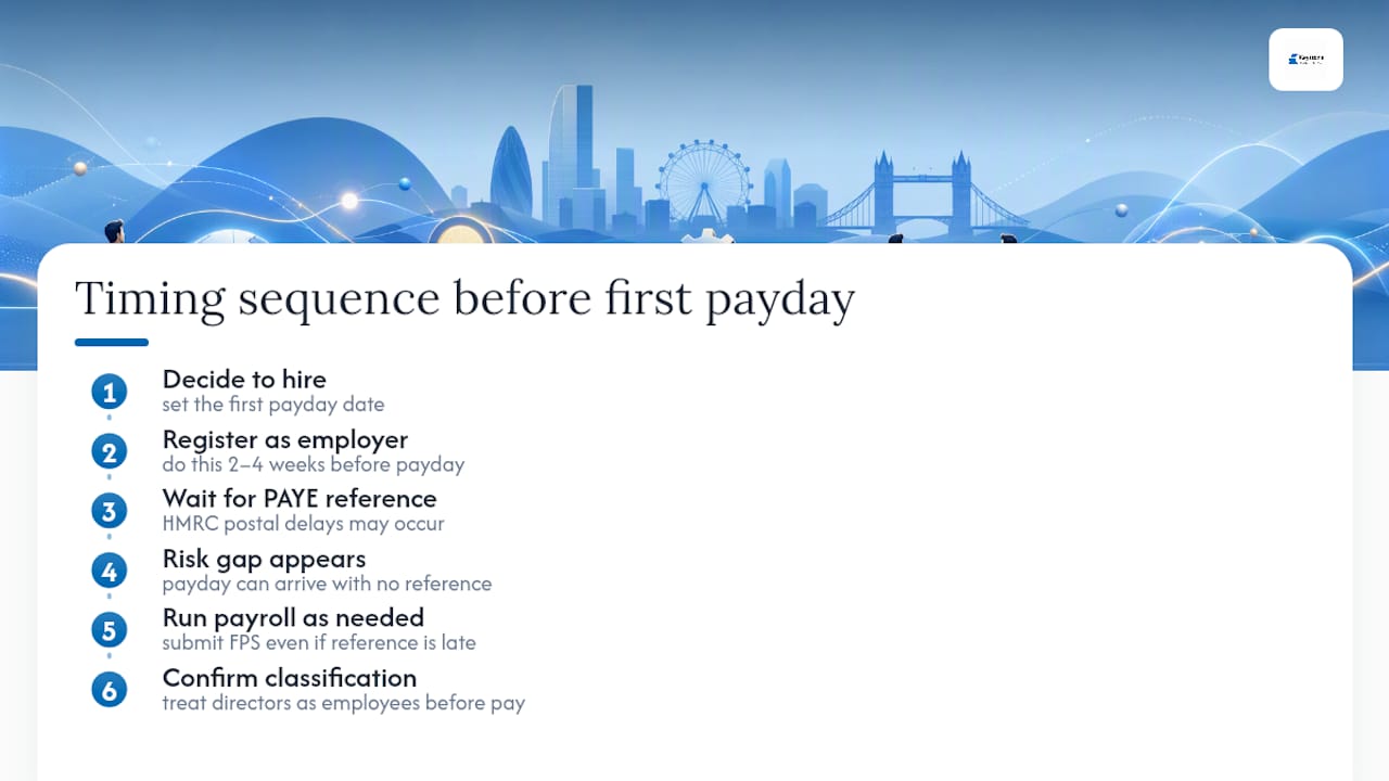 PAYE registration timing sequence diagram