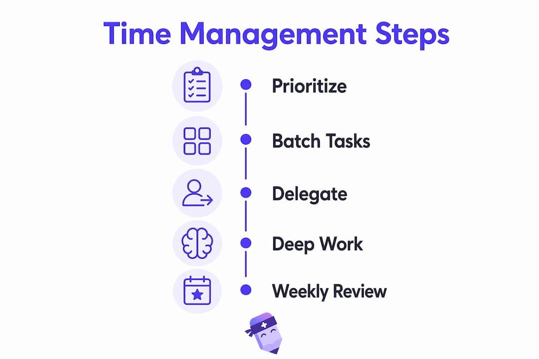Infographic showing church admin time management steps