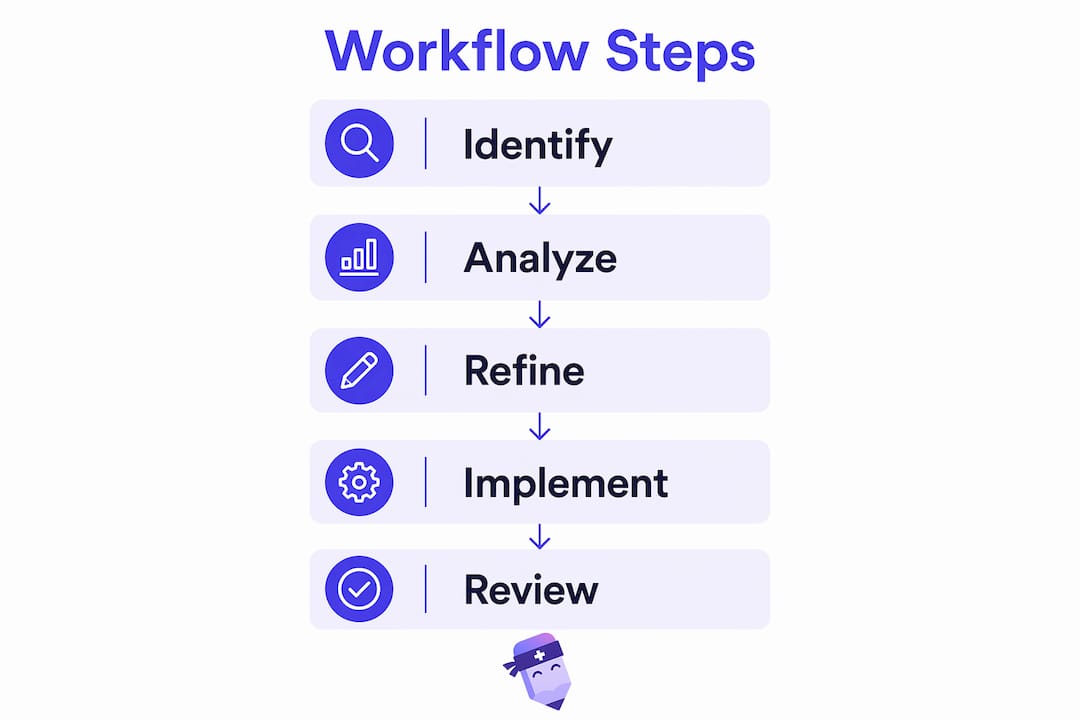 Infographic illustrating workflow optimization steps