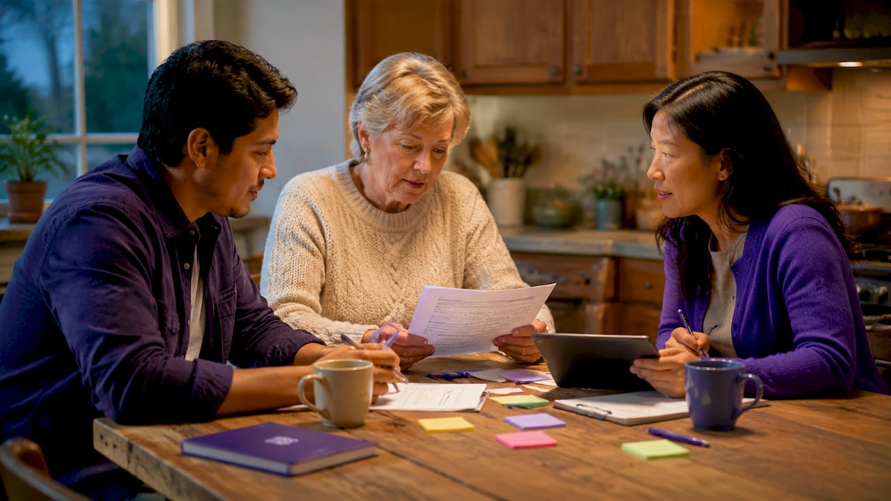 Church staff collaborating around table during meeting
