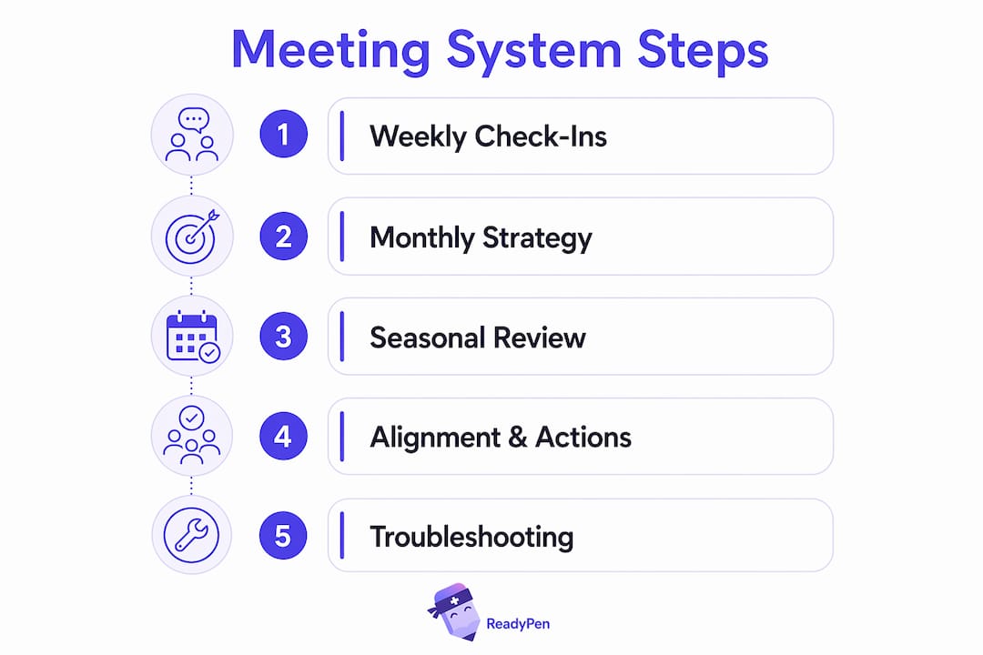 Infographic showing reproducible church meeting system steps