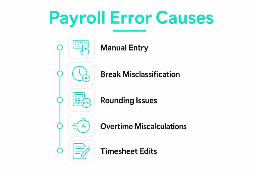 Infographic listing common payroll error causes