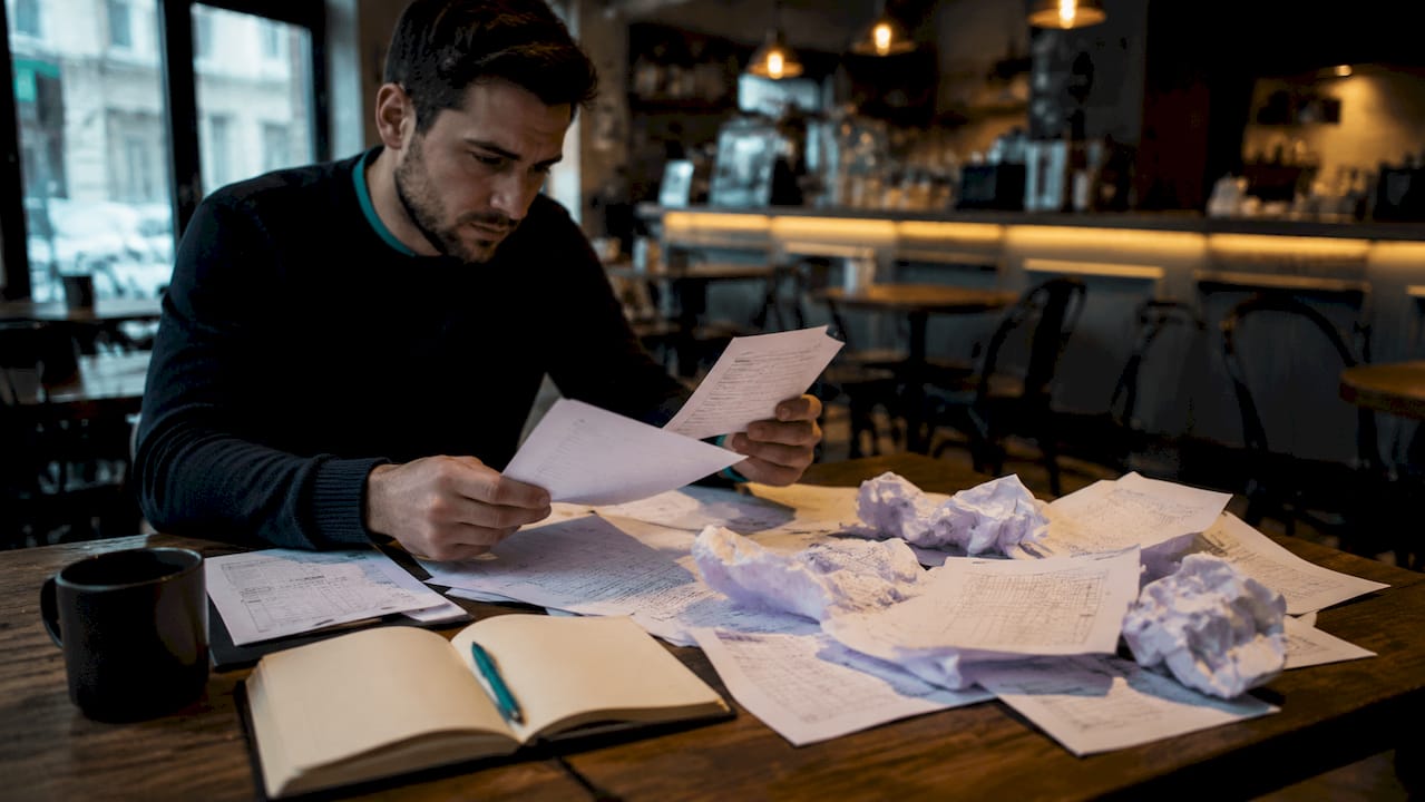 Disorganized manual timesheet paperwork and messages