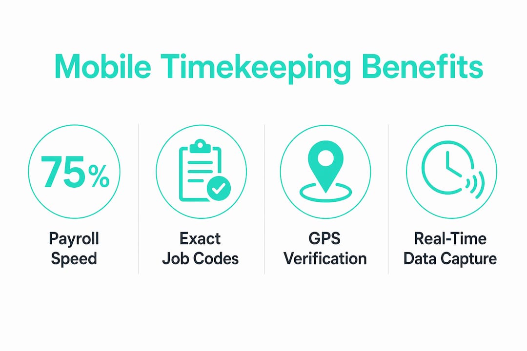 Infographic illustrating benefits of mobile timekeeping