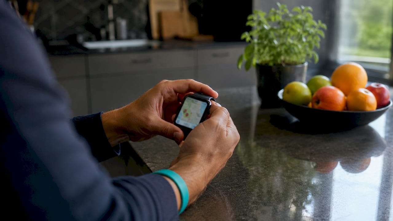Hands holding smartphone with GPS map outdoors