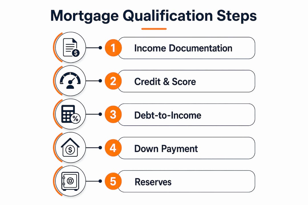 Infographic illustrating mortgage qualification steps