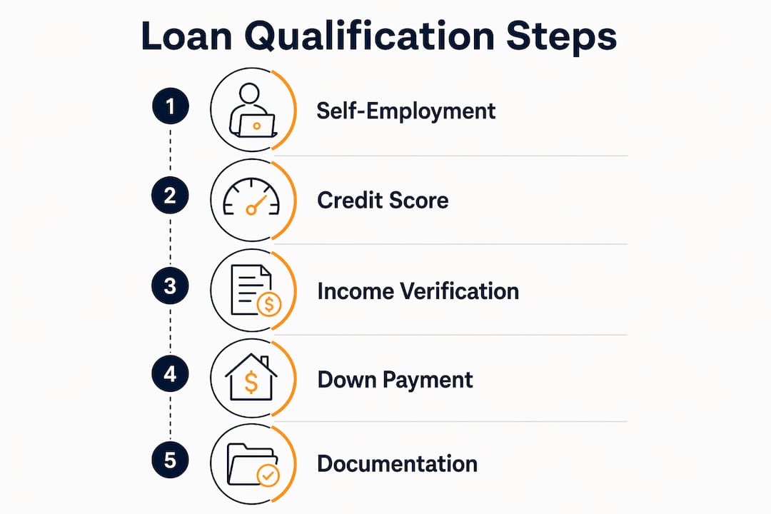 Infographic showing steps to qualify for a home loan