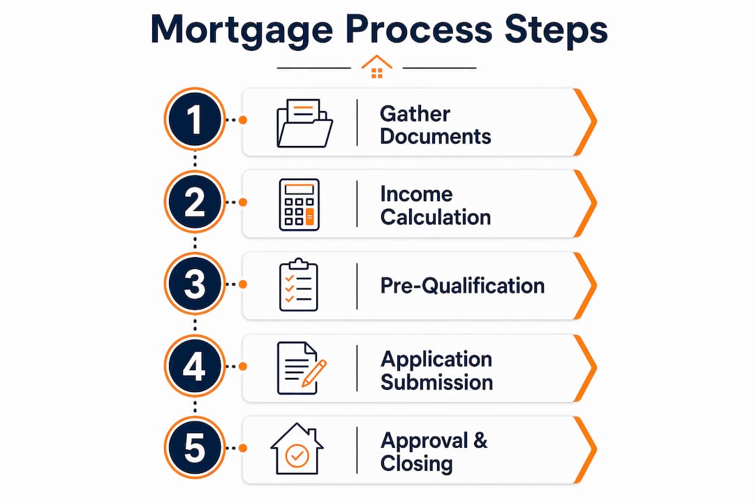Infographic illustrating mortgage qualification step-by-step