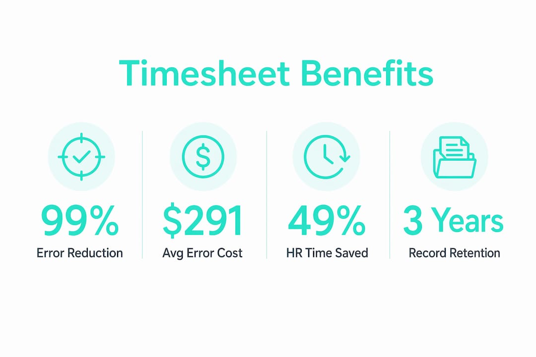 Infographic showing key benefits of accurate timesheets