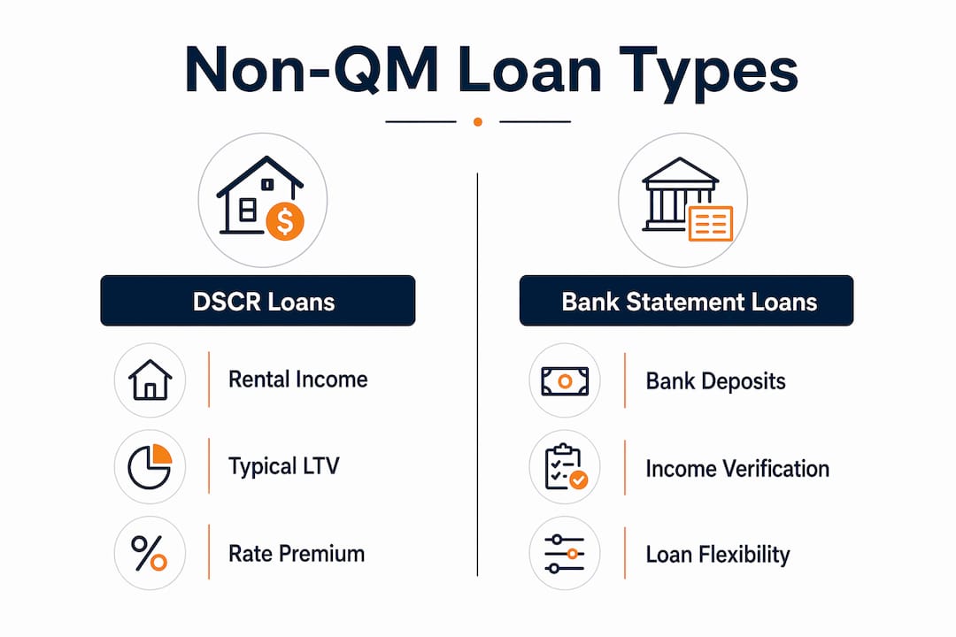 Infographic comparing DSCR and Bank Statement Non-QM loans