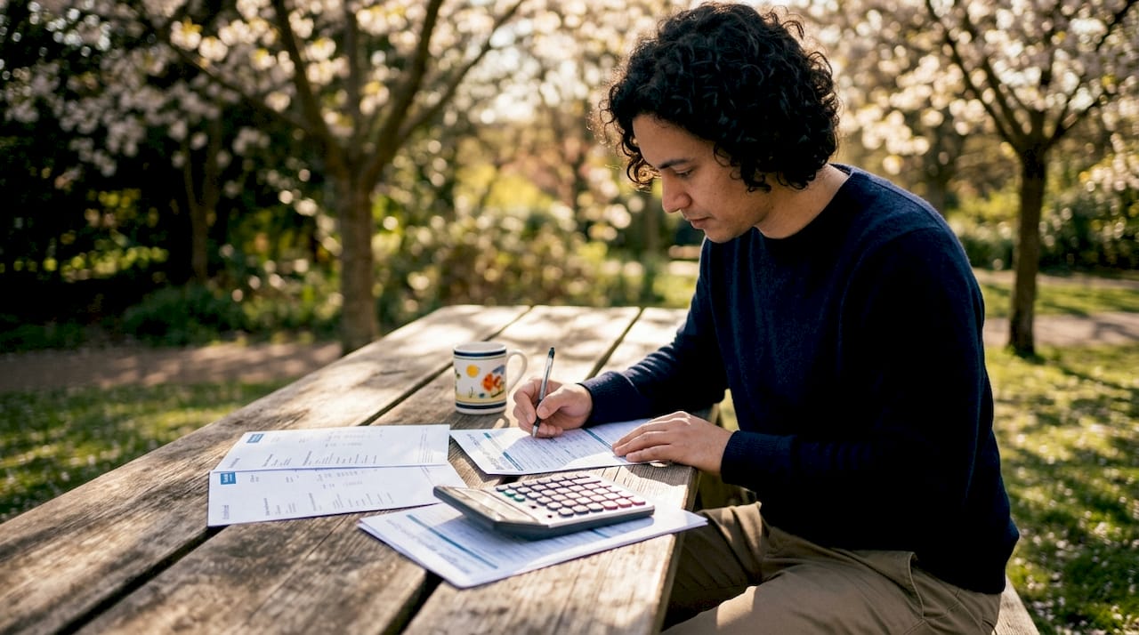Gig worker reviewing mortgage income documents