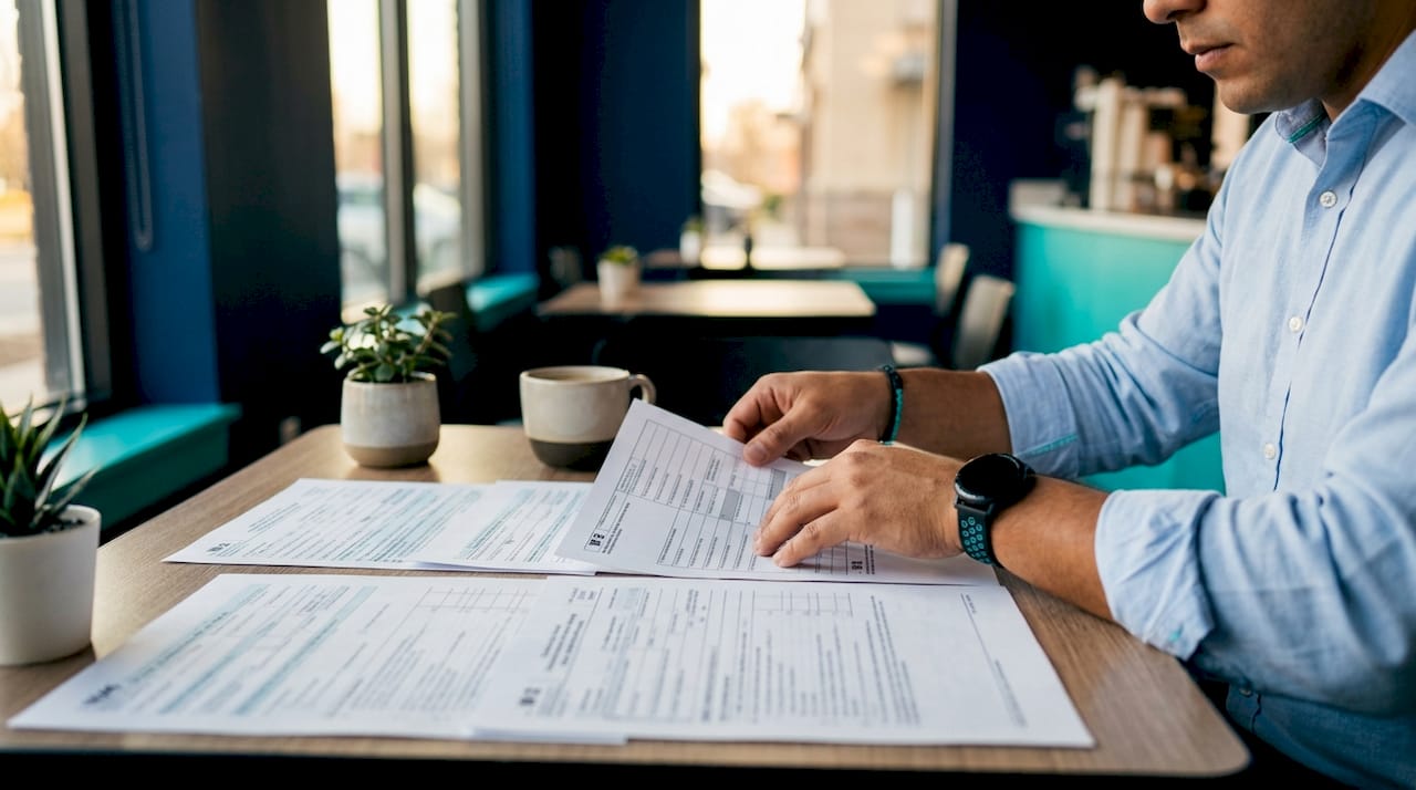 HR specialist organizing W-2 tax forms