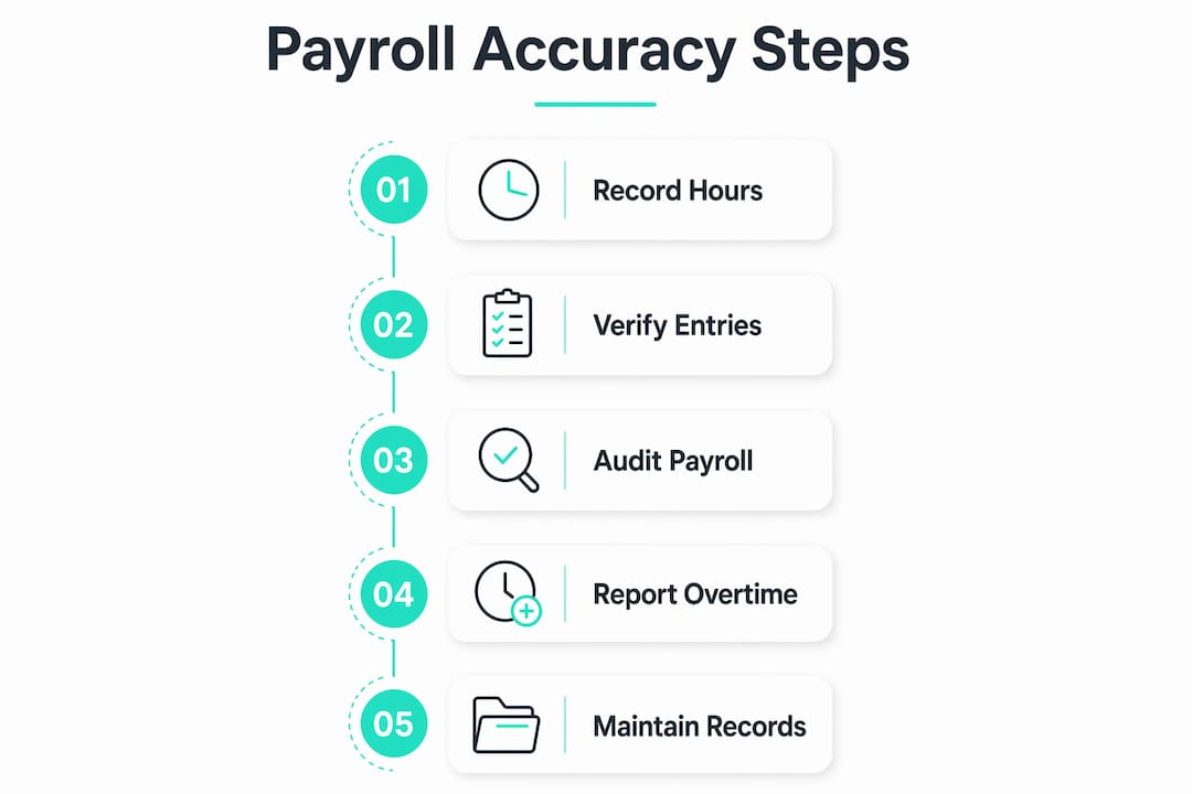 Infographic illustrating key payroll accuracy steps