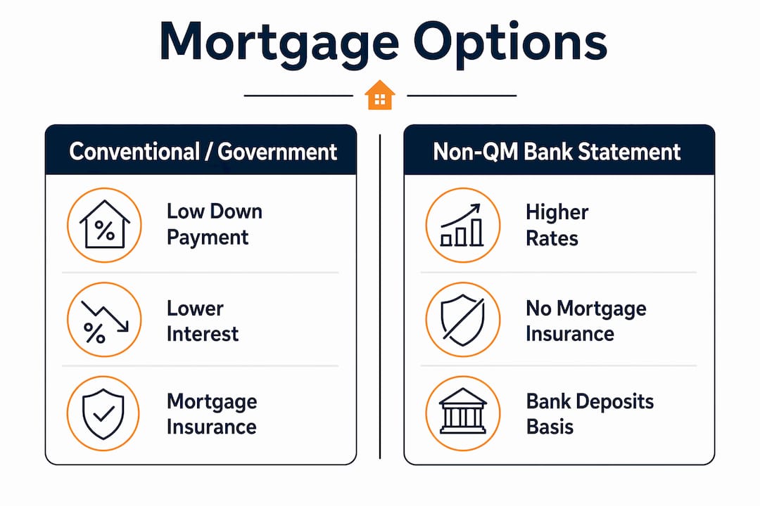 Infographic comparing conventional and Non-QM mortgage options