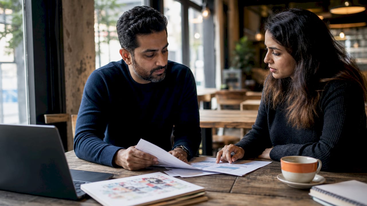 Freelancer reviewing Non-QM loan documents with advisor
