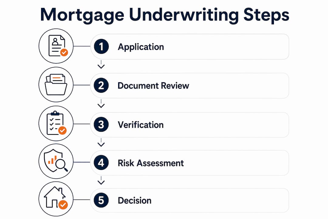 Infographic showing mortgage underwriting steps